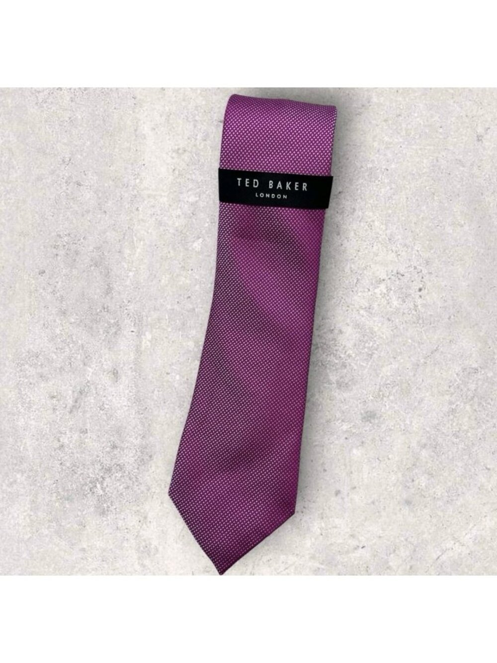 NEW TED BAKER Silk Polyester Tie Pink Geometric W:3.2"